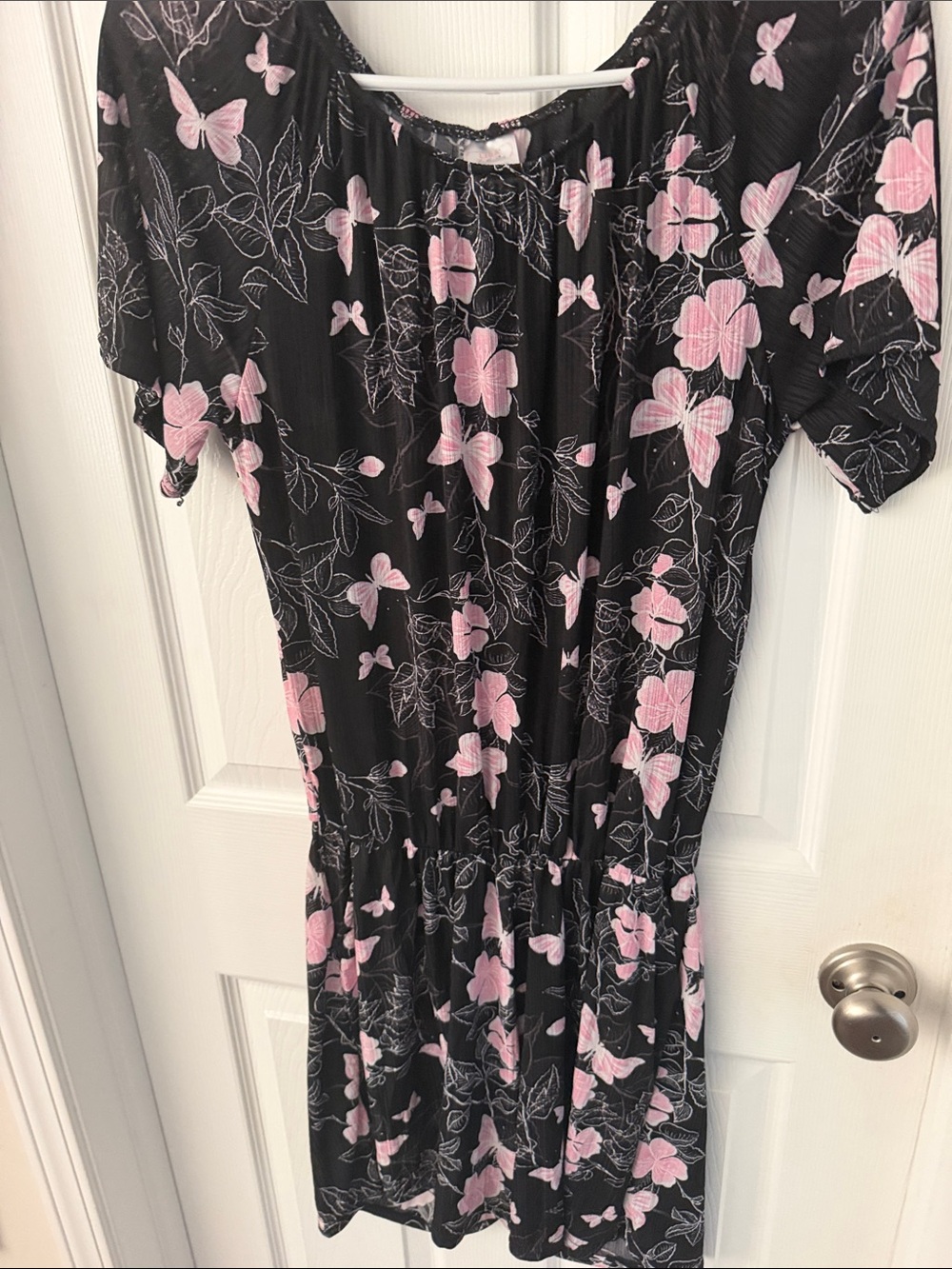 Dalia Collection Black Dress with Pink Floral Print